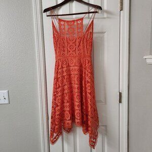 Free People orange lace dress size 6
